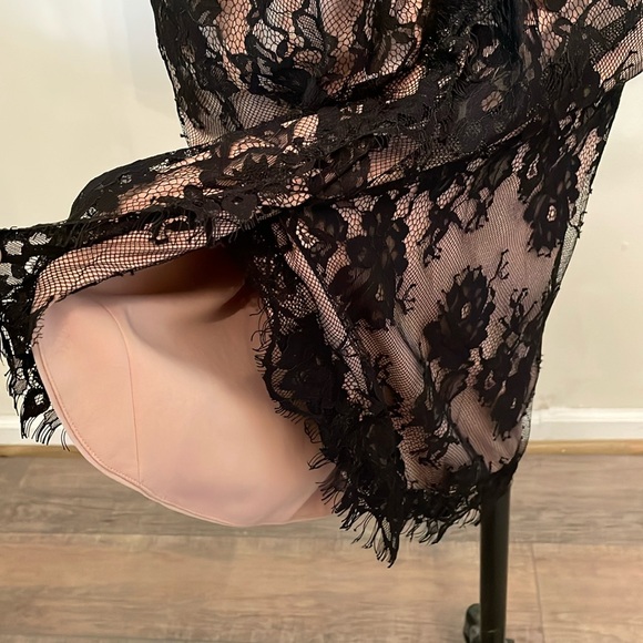 Tadashi Shoji Quarter Sleeves Black Laced Evening Cocktail Dress Size 4 - Picture 6 of 17